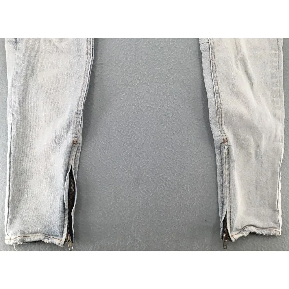 KDNK 11 4 14 11 Distressed Skinny Zip Hem Stretch Jeans Men's 32